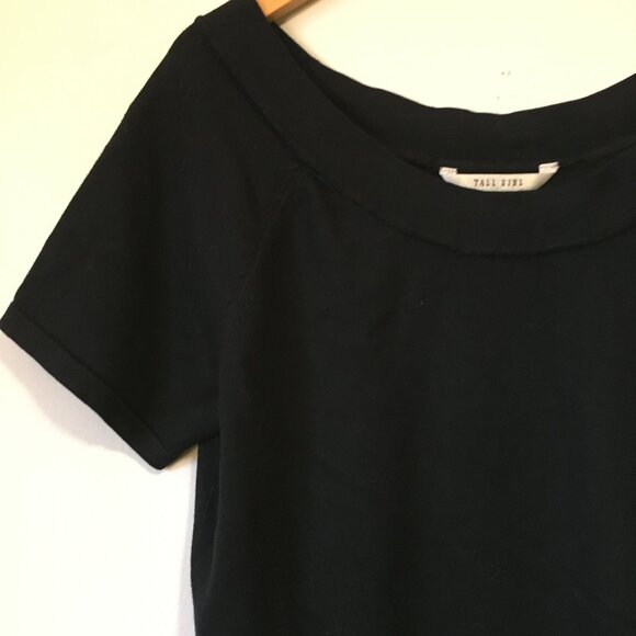 Tall Girl Soft Black Knit Short Sleeve Sweater Top - Picture 4 of 12